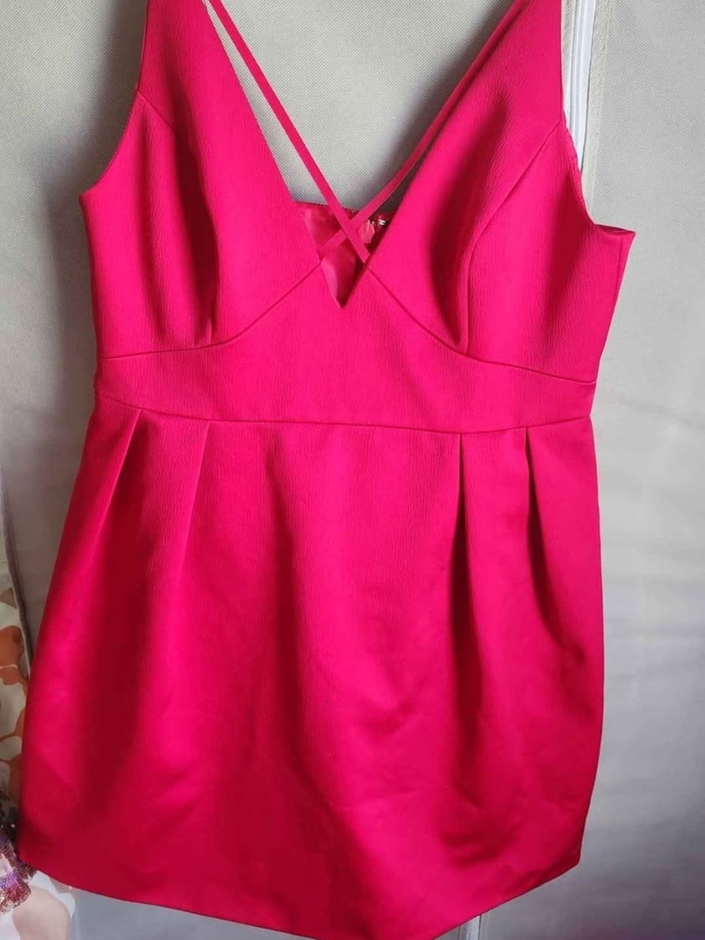 Topshop Bright Red V-Neck Mini Dress